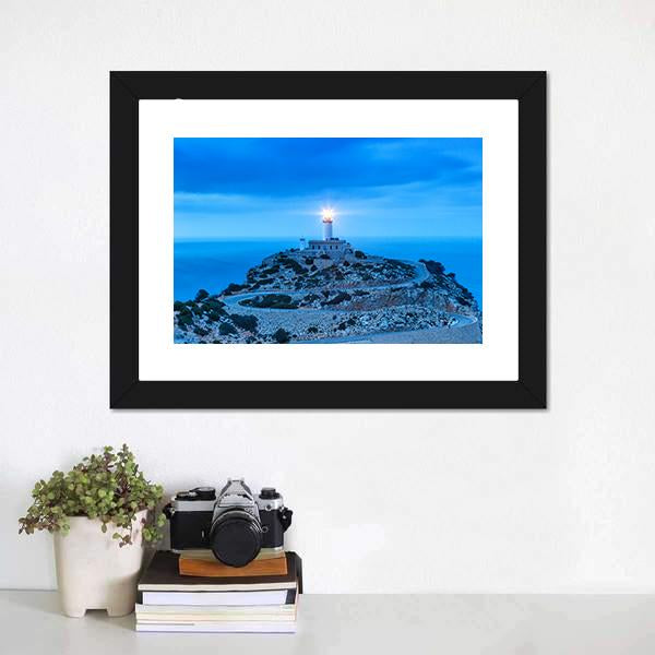 Formentor Lighthouse Canvas Wall Art-1 Piece-Framed Print-20" x 16"-Tiaracle