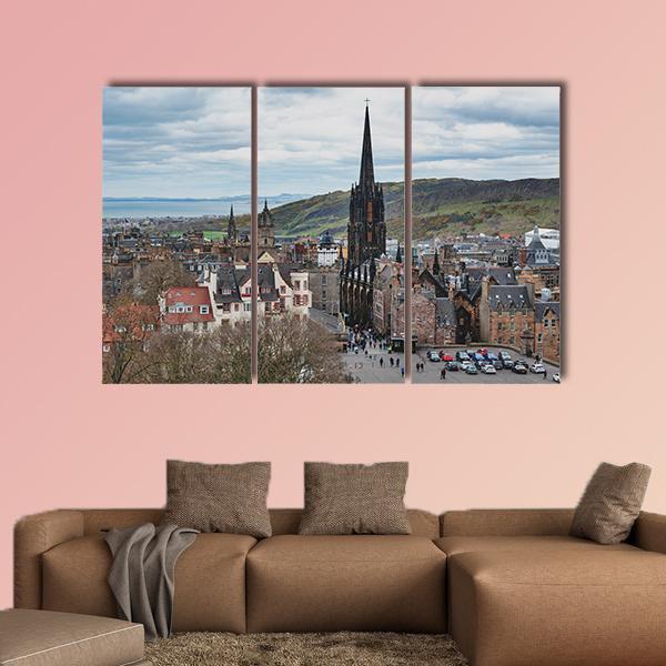 Royal Mile In Scotland Canvas Wall Art-4 Pop-Gallery Wrap-50" x 32"-Tiaracle