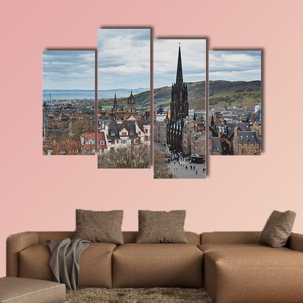 Royal Mile In Scotland Canvas Wall Art-4 Pop-Gallery Wrap-50" x 32"-Tiaracle
