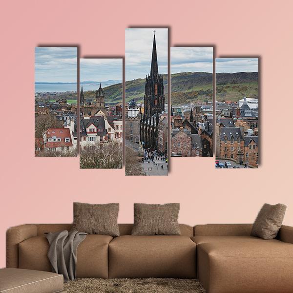 Royal Mile In Scotland Canvas Wall Art-5 Pop-Gallery Wrap-47" x 32"-Tiaracle
