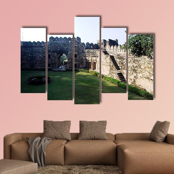 Inside Of Jhansi Fort Canvas Wall Art-5 Pop-Gallery Wrap-47" x 32"-Tiaracle