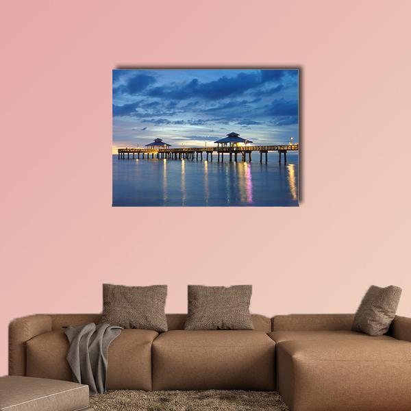 Fort Myers Pier Canvas Wall Art-1 Piece-Gallery Wrap-48" x 32"-Tiaracle