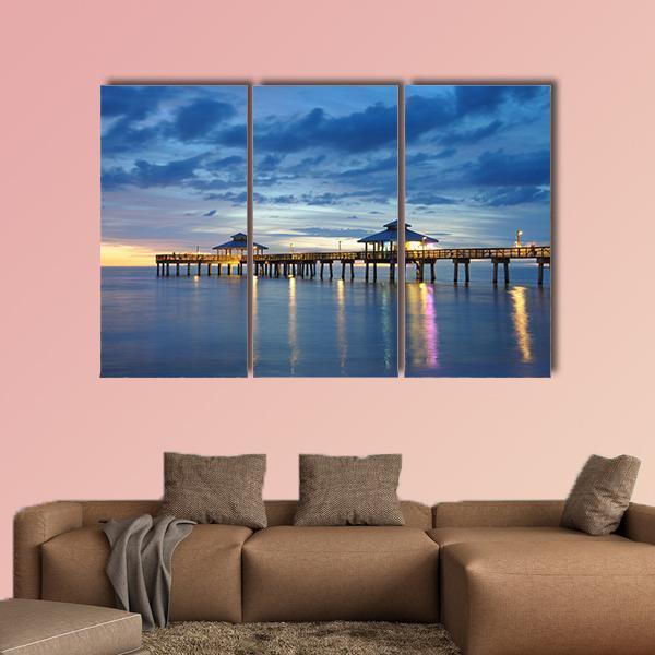 Fort Myers Pier Canvas Wall Art-3 Horizontal-Gallery Wrap-37" x 24"-Tiaracle