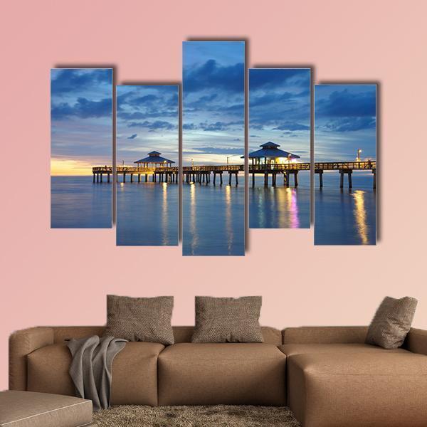 Fort Myers Pier Canvas Wall Art-5 Pop-Gallery Wrap-47" x 32"-Tiaracle