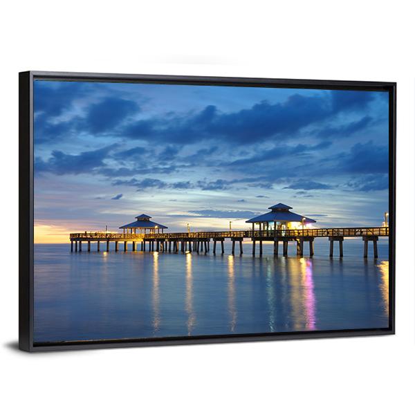 Fort Myers Pier Canvas Wall Art-3 Horizontal-Gallery Wrap-25" x 16"-Tiaracle