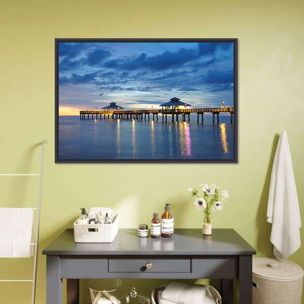 Fort Myers Pier Canvas Wall Art-3 Horizontal-Gallery Wrap-25" x 16"-Tiaracle