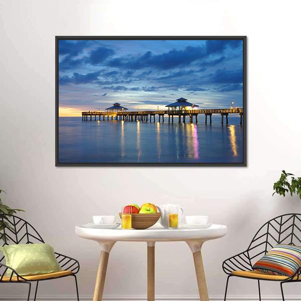 Fort Myers Pier Canvas Wall Art-3 Horizontal-Gallery Wrap-25" x 16"-Tiaracle