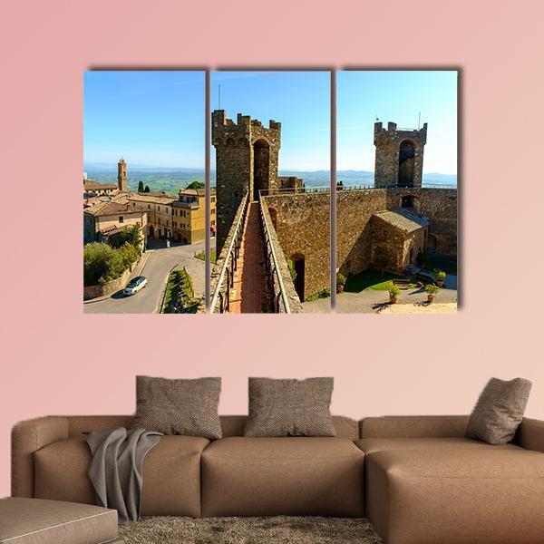 Montalcino Castle Canvas Wall Art-3 Horizontal-Gallery Wrap-37" x 24"-Tiaracle