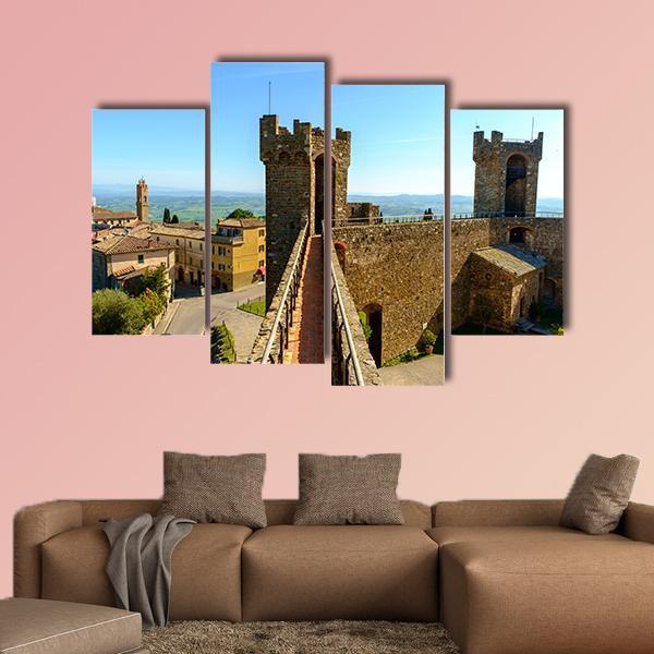 Montalcino Castle Canvas Wall Art-4 Pop-Gallery Wrap-50" x 32"-Tiaracle