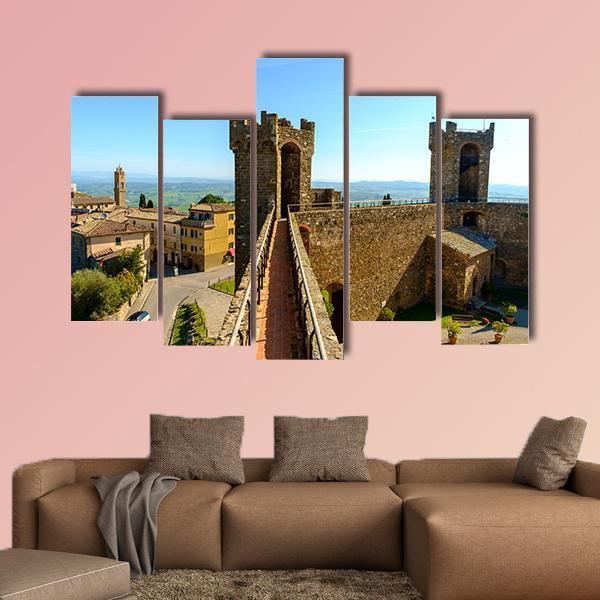 Montalcino Castle Canvas Wall Art-5 Pop-Gallery Wrap-47" x 32"-Tiaracle