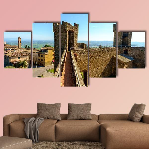 Montalcino Castle Canvas Wall Art-5 Star-Gallery Wrap-62" x 32"-Tiaracle