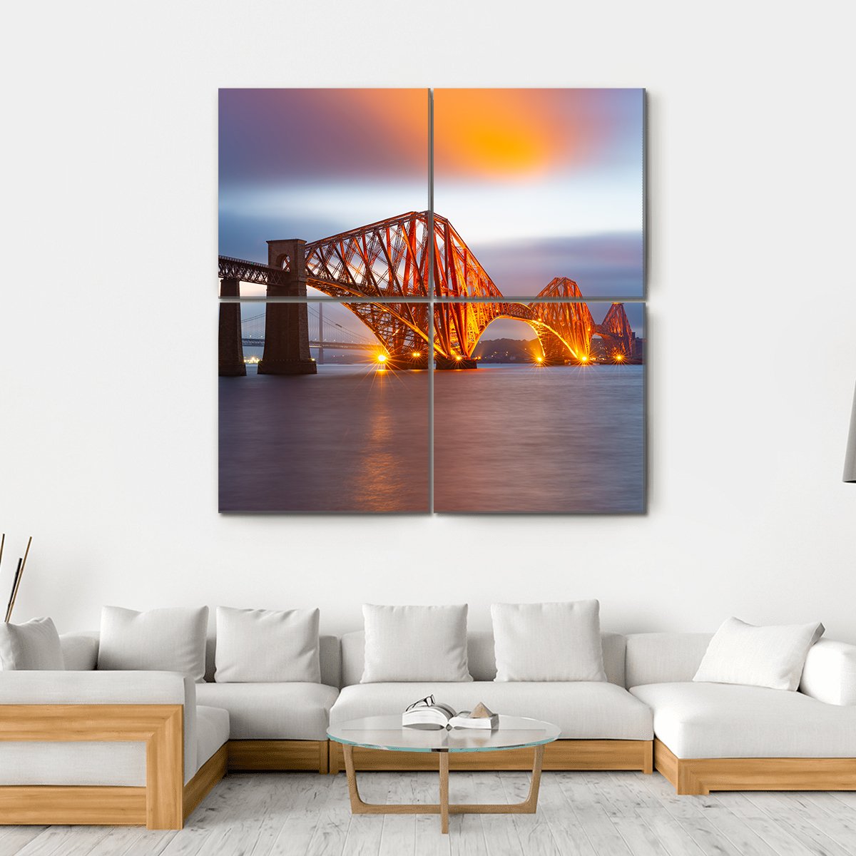 Forth Bridge Scotland Canvas Wall Art-4 Square-Gallery Wrap-17" x 17"-Tiaracle