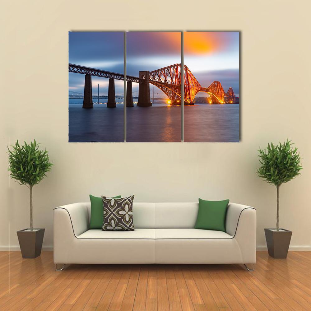 Forth Bridge Scotland Canvas Wall Art-3 Horizontal-Gallery Wrap-37" x 24"-Tiaracle