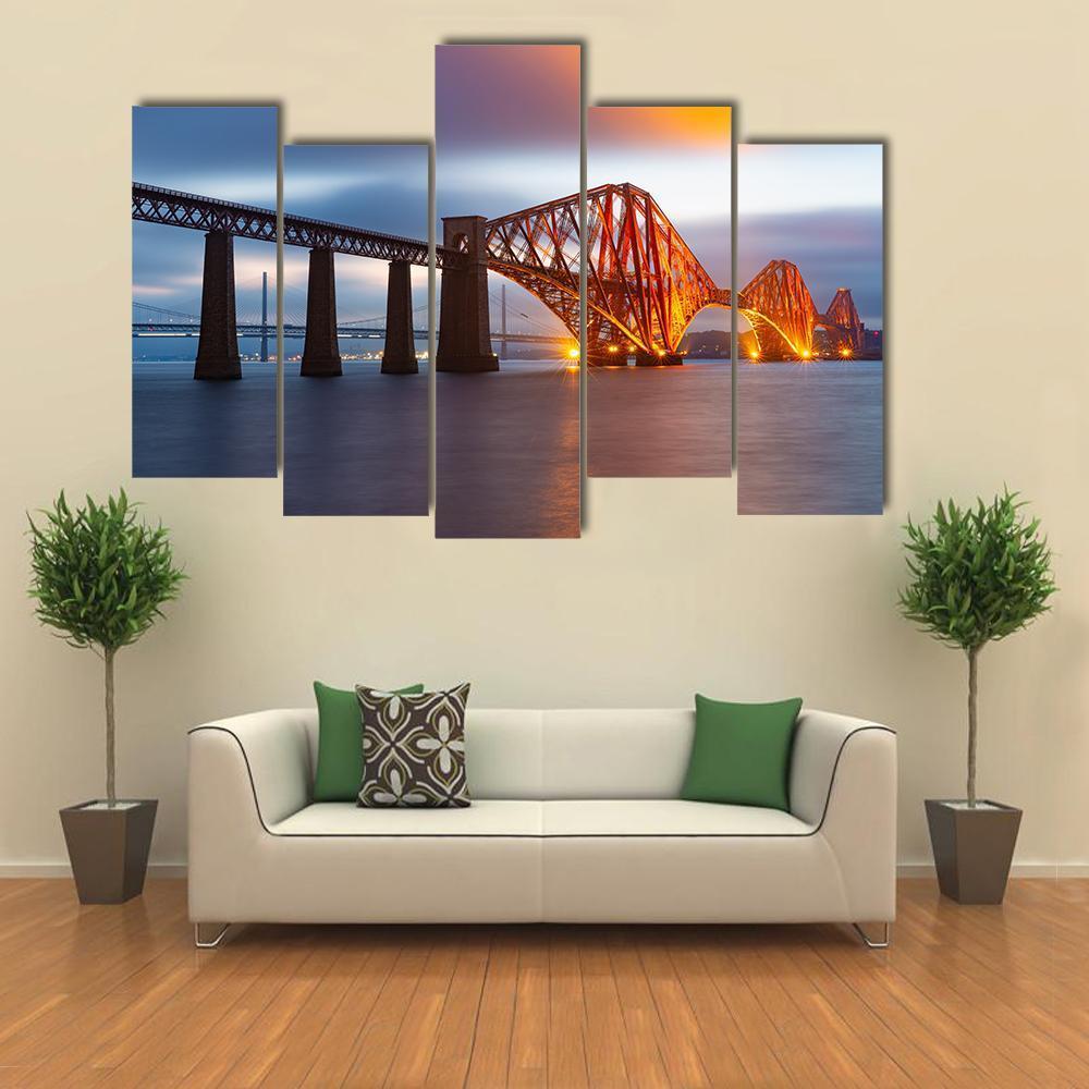 Forth Bridge Scotland Canvas Wall Art-5 Pop-Gallery Wrap-47" x 32"-Tiaracle