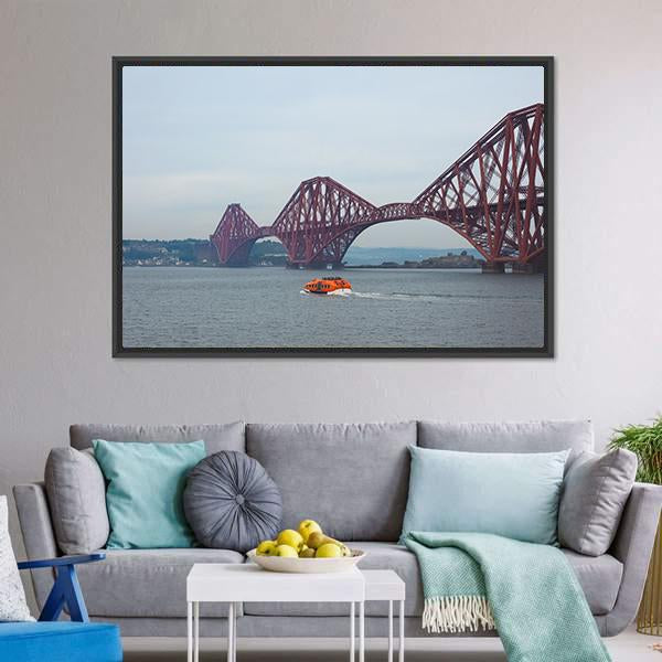 Forth Bridge UK Canvas Wall Art-1 Piece-Floating Frame-24" x 16"-Tiaracle