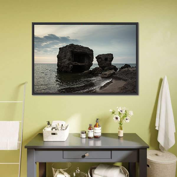 Fortifications At Baltic Sea Coast Canvas Wall Art-1 Piece-Floating Frame-24" x 16"-Tiaracle