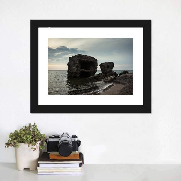 Fortifications At Baltic Sea Coast Canvas Wall Art-1 Piece-Framed Print-20" x 16"-Tiaracle