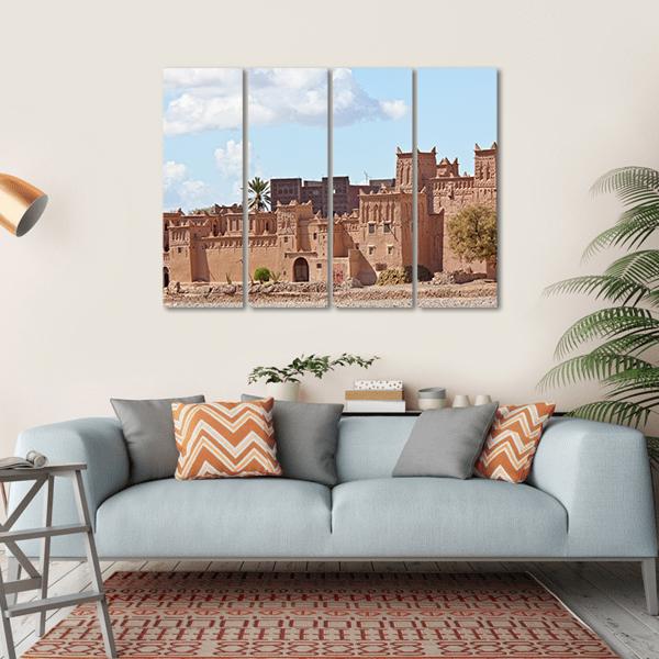 Mud Houses Kasbah Canvas Wall Art-4 Horizontal-Gallery Wrap-34" x 24"-Tiaracle