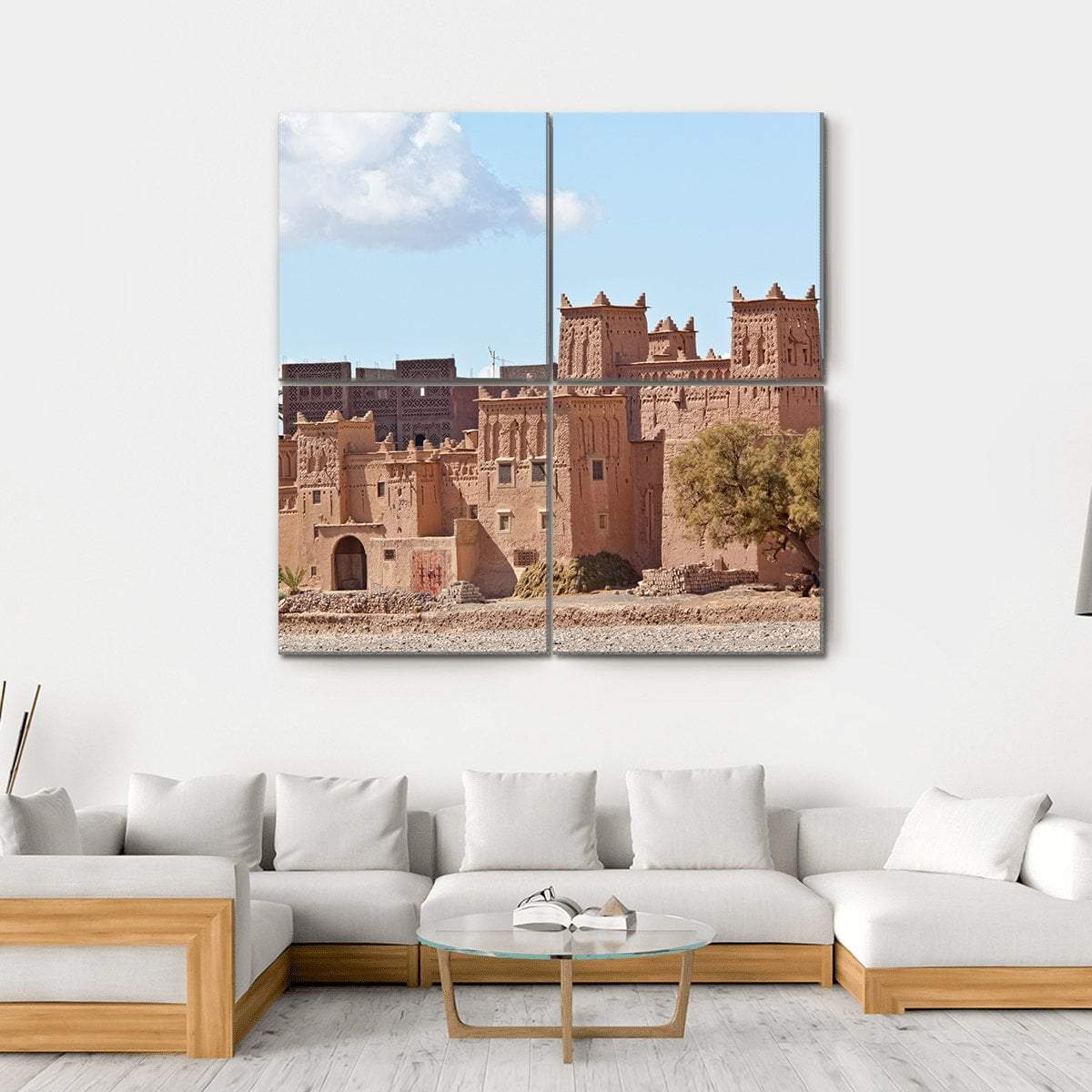 Mud Houses Kasbah Canvas Wall Art-4 Square-Gallery Wrap-17" x 17"-Tiaracle