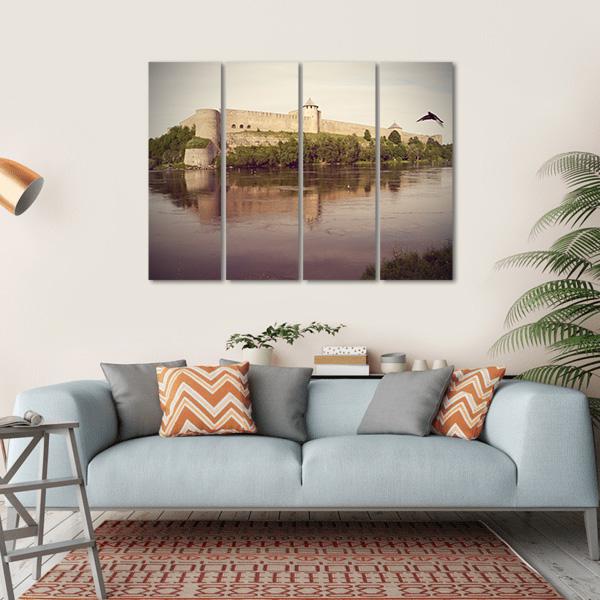 Fortress In Ivangorod Canvas Wall Art-4 Horizontal-Gallery Wrap-34" x 24"-Tiaracle