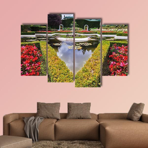 Exquisite Fountain In Park Canvas Wall Art-4 Pop-Gallery Wrap-50" x 32"-Tiaracle