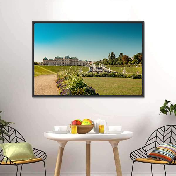 Fountain At Belvedere Garden Canvas Wall Art-3 Horizontal-Gallery Wrap-25" x 16"-Tiaracle