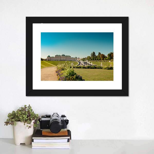 Fountain At Belvedere Garden Canvas Wall Art-1 Piece-Framed Print-20" x 16"-Tiaracle