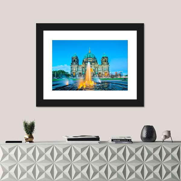 Fountain &amp; Berlin Cathedral Panoramic Canvas Wall Art-1 Piece-36&quot; x 12&quot;-Tiaracle