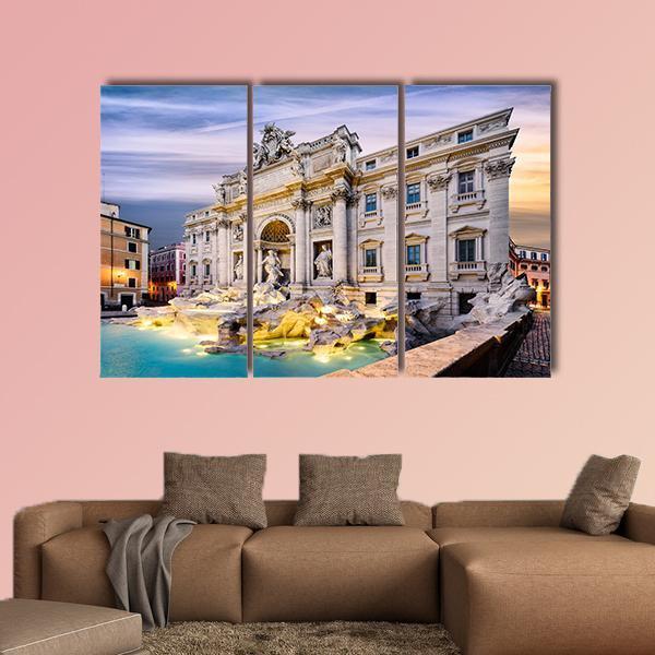 Fountain Di Trevi Canvas Wall Art-3 Horizontal-Gallery Wrap-25" x 16"-Tiaracle