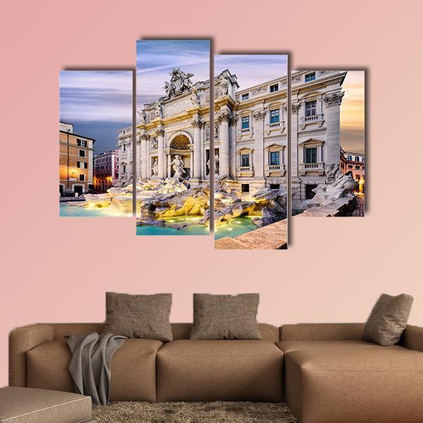 Fountain Di Trevi Canvas Wall Art-4 Pop-Gallery Wrap-50" x 32"-Tiaracle