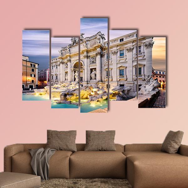 Fountain Di Trevi Canvas Wall Art-5 Pop-Gallery Wrap-47" x 32"-Tiaracle