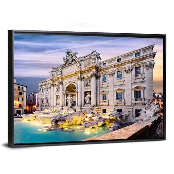Fountain Di Trevi Canvas Wall Art-3 Horizontal-Gallery Wrap-25" x 16"-Tiaracle