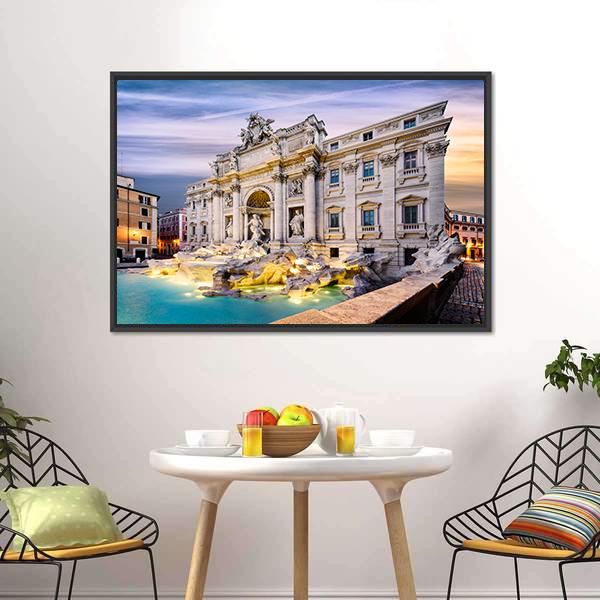 Fountain Di Trevi Canvas Wall Art-3 Horizontal-Gallery Wrap-25" x 16"-Tiaracle