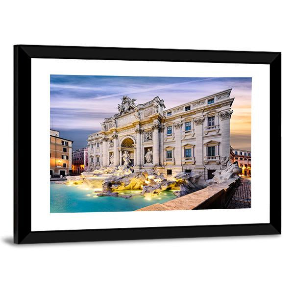 Fountain Di Trevi Canvas Wall Art-3 Horizontal-Gallery Wrap-25" x 16"-Tiaracle