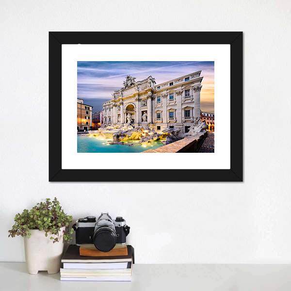Fountain Di Trevi Canvas Wall Art-1 Piece-Framed Print-20" x 16"-Tiaracle