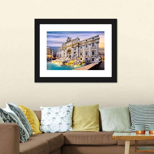 Fountain Di Trevi Canvas Wall Art-3 Horizontal-Gallery Wrap-25" x 16"-Tiaracle