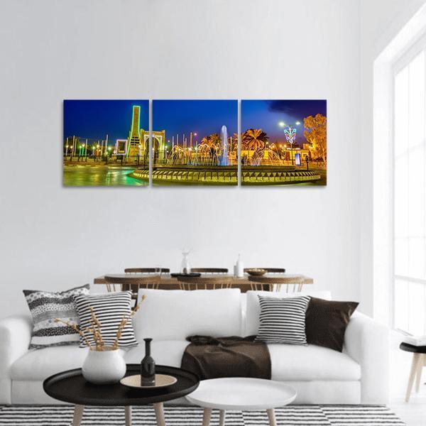 Fountain In Touggourt Panoramic Canvas Wall Art-1 Piece-36" x 12"-Tiaracle