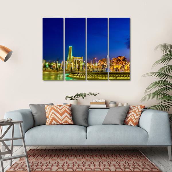 Fountain In Touggourt Canvas Wall Art-4 Horizontal-Gallery Wrap-34" x 24"-Tiaracle