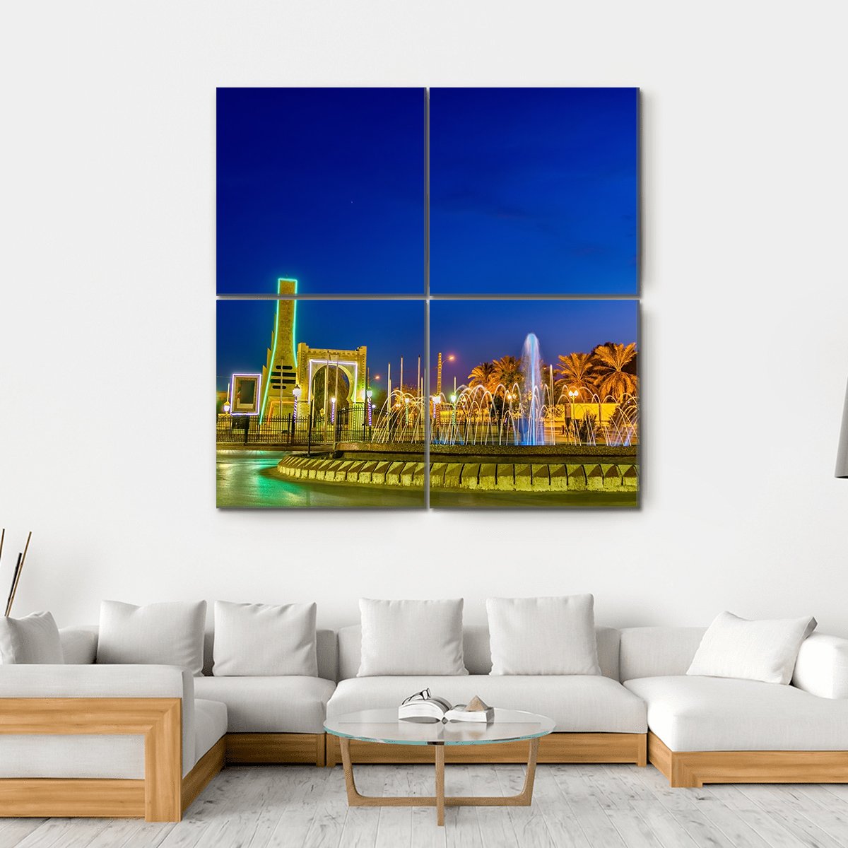 Fountain In Touggourt Canvas Wall Art-4 Square-Gallery Wrap-17" x 17"-Tiaracle