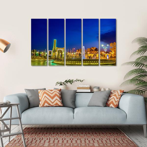 Fountain In Touggourt Canvas Wall Art-5 Horizontal-Gallery Wrap-22" x 12"-Tiaracle
