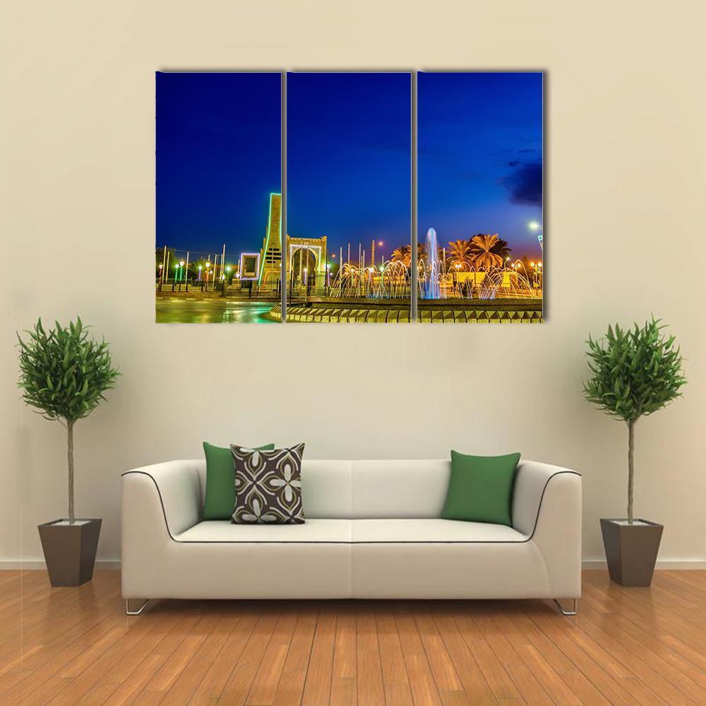 Fountain In Touggourt Canvas Wall Art-3 Horizontal-Gallery Wrap-37" x 24"-Tiaracle