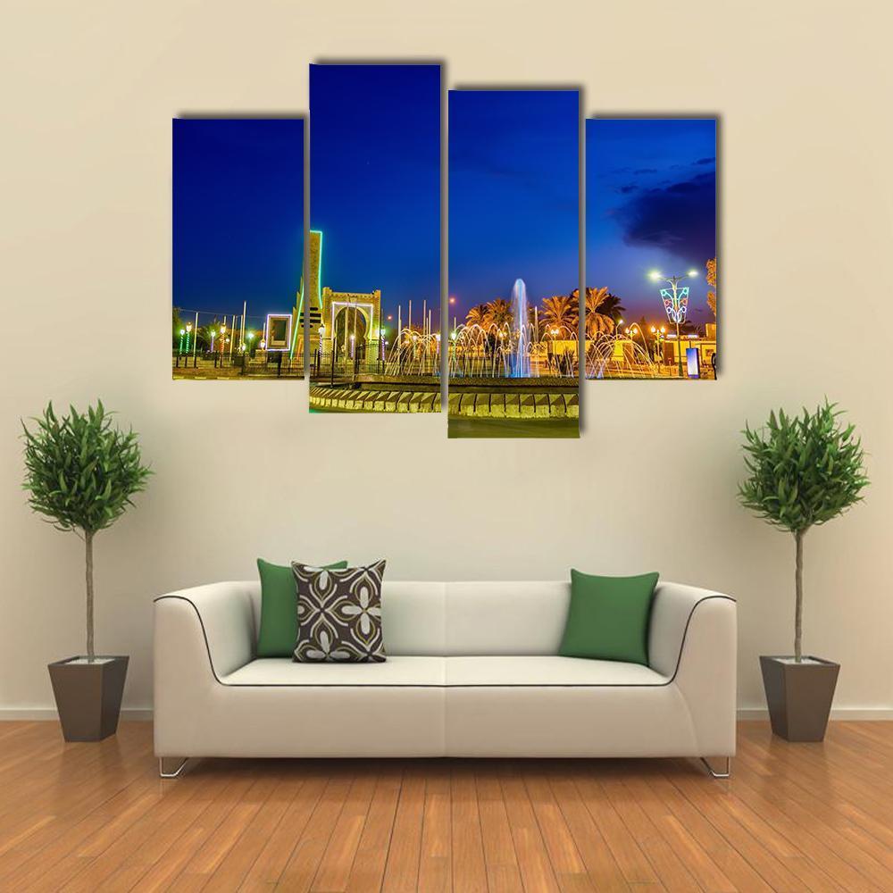 Fountain In Touggourt Canvas Wall Art-4 Pop-Gallery Wrap-50" x 32"-Tiaracle