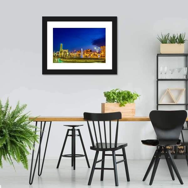 Fountain In Touggourt Canvas Wall Art-3 Horizontal-Gallery Wrap-25" x 16"-Tiaracle