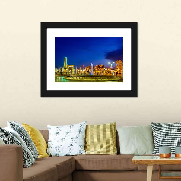 Fountain In Touggourt Canvas Wall Art-3 Horizontal-Gallery Wrap-25" x 16"-Tiaracle