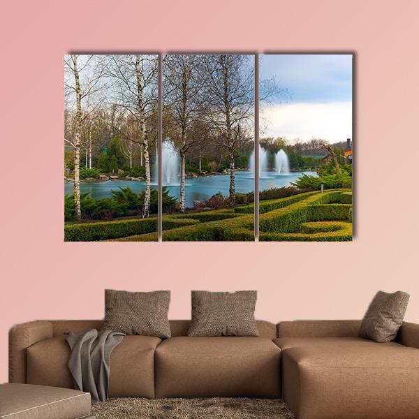 Fountains & Beautiful Scenery Canvas Wall Art-3 Horizontal-Gallery Wrap-37" x 24"-Tiaracle