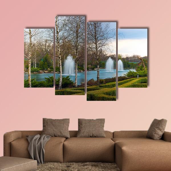 Fountains & Beautiful Scenery Canvas Wall Art-5 Pop-Gallery Wrap-47" x 32"-Tiaracle