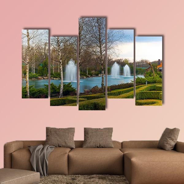 Fountains & Beautiful Scenery Canvas Wall Art-5 Pop-Gallery Wrap-47" x 32"-Tiaracle