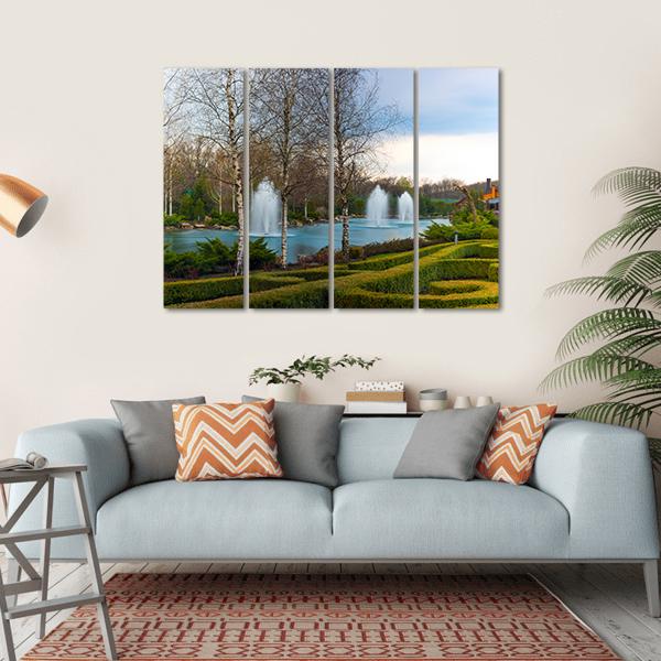 Fountains &amp; Beautiful Scenery Canvas Wall Art-4 Horizontal-Gallery Wrap-34" x 24"-Tiaracle