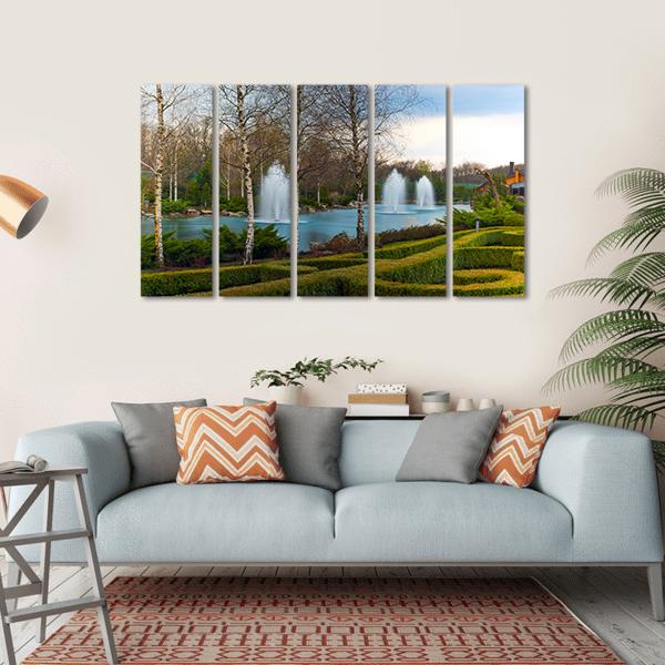 Fountains &amp; Beautiful Scenery Canvas Wall Art-5 Horizontal-Gallery Wrap-22" x 12"-Tiaracle