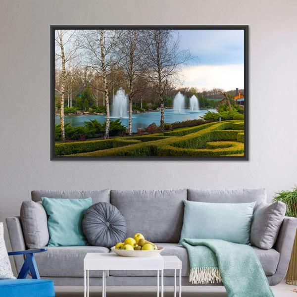 Fountains & Beautiful Scenery Canvas Wall Art-3 Horizontal-Gallery Wrap-25" x 16"-Tiaracle
